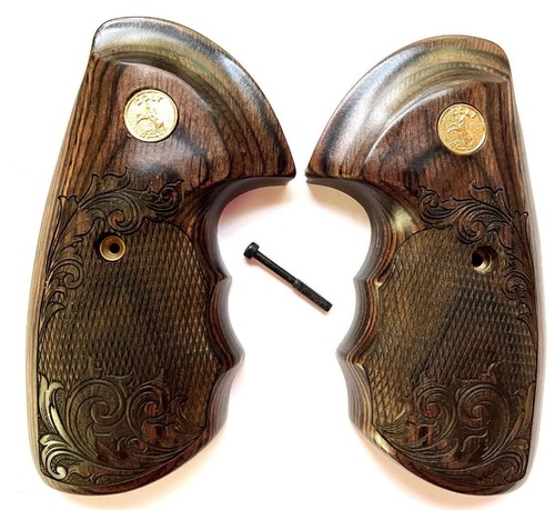 Colt Python Grips Colt Anaconda 2021 Walnut Scroll Gold Medallions
