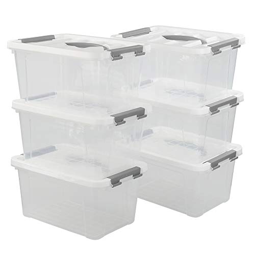Inhouse Plastic Boxes with Lid, Clear Storage Box, Set of 6