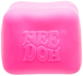 Schylling NeeDoh Nice Cube Glow - Sensory Toy with a Super Solid Squish - Glows in The Dark and Always Returns to its Square Shape - Ages 3 and Up - Pink; One Cube Per Pack