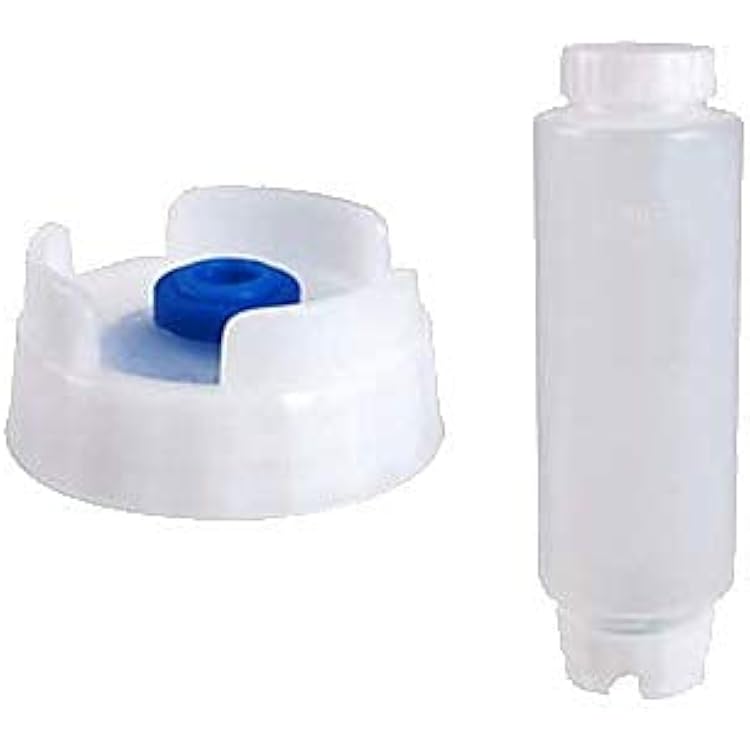 FIFO Squeeze Bottle Refillable 20 oz | Blue Tip Large Valve Dispenser for Thick Condiments, Sauces, Batter and Dressing | Self Sealing No Drip No Hassle | 6 Pack