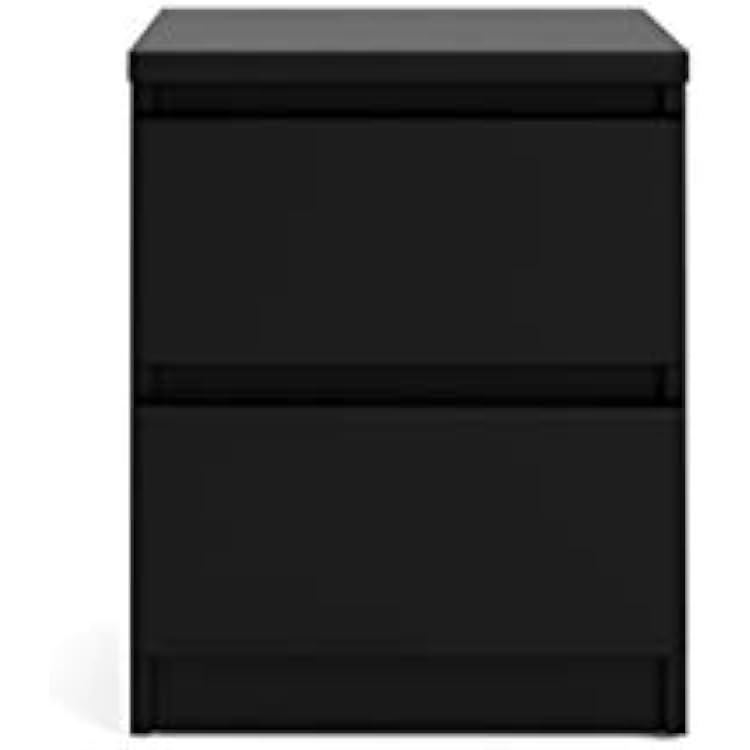 Tvilum, 2 Drawer Nightstand for Bedroom, Handle-free Drawers, Contemporary, Black