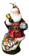 KSA 7.25" Polonaise Santa Claus with Gold Bell and Gifts Glass Christmas Ornament
