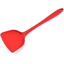 Silicone Wok Spatulas, Non Stick Heat Resistant Spatula Set, Kitchen Cooking Utensil for Frying, Flipping, Turning 13 inch Silicone Nonstick Turner, High Heat Resistant to 480F(Red)