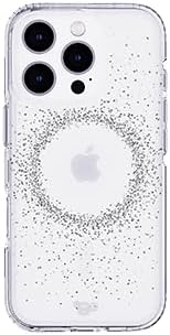 tech21 Evo Sparkle Case for iPhone 16 Pro, MagSafe Compatible, Clear/Silver