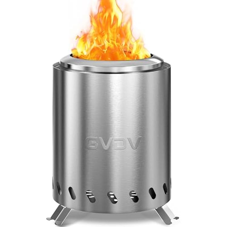 GVDV 7.5 Tabletop Fire Pit - Smokeless & Portable Mini Fire Bowl, Dual Fuel, 304 Stainless Steel with Carry Bag for Outdoor-Sliver