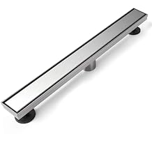 SaniteModar Linear Shower Drain with Flange, Tile Insert 2 in 1 Panel Showe Drain 48 inch, Shower Floor Drain for Bathroom