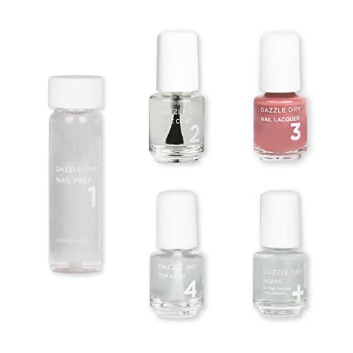 Dazzle Dry Mini Kit 4 Step System - Hearts Caress, a medium dusty rose. Full coverage cream. 5 Piece Kit  5 Manicures