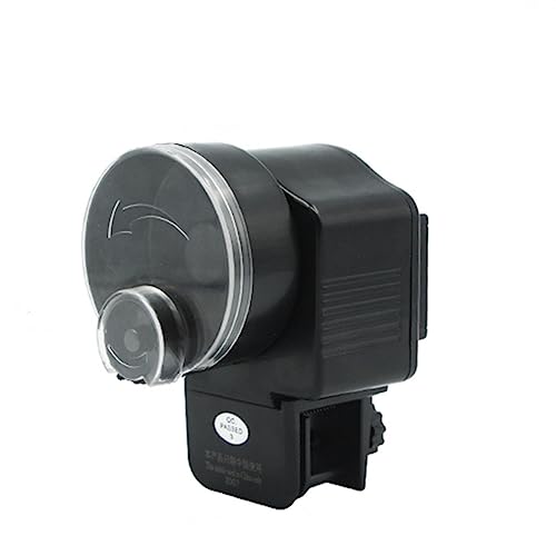 KEKETOPET Automatic Fish Feeder for Aquarium, Small Auto Fish Feeder Dispenser for Mini Tank and Pond, Suitable for Flakes and Pellets, Battery Operated, Battery NOT Included - Black