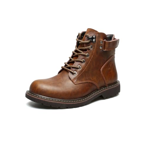 MGGMOKAY Mens Leather Boots Motorcycle Fashion Boots for Men Lace Up Chukka Boots Casual Boot