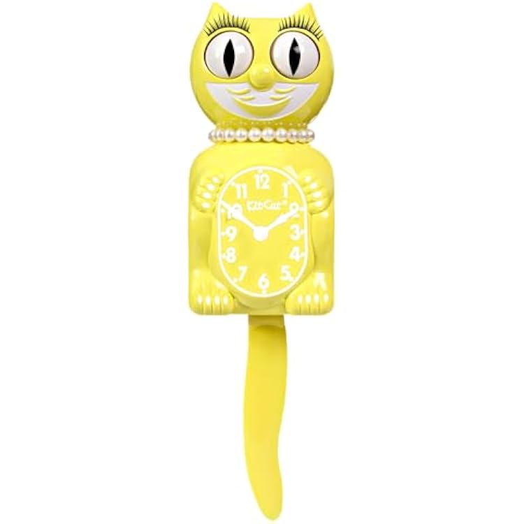 Kit Cat Klock Limited Edition Spring Daffodil Lady - Iconic Retro Cat Clock with Moving Eyes and Tail, Battery Operated Wall Clock, Made in USA, Perfect for Home Decor, Modern Clock, Unique Gift