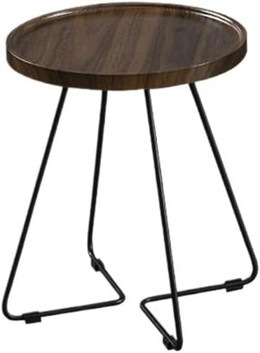 Coffee Table with Storage Shelf Small Coffee Table Metal Round Side Table Living Room Bedroom Bedside Corner Table for Small Space,Home Office,Black(Black)
