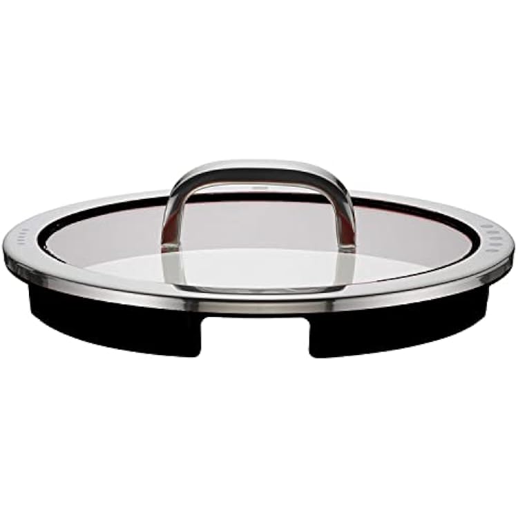 WMF Function 4 Glass Lids 24 cm with 4 Pouring Functions  Glass  Silicone  Cromargan Polished Stainless Steel  Dishwasher Safe  Black 1810 Rustproof