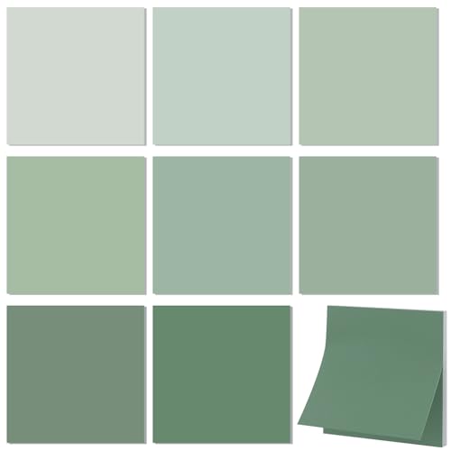 8 Pads Sage Green Sticky Notes 400 Sheets Gradient Green Self Stick Note 3 x 3 Inches Notepads Desk Accessories Adhesive Memo Pad for Office Home School Supplies Square