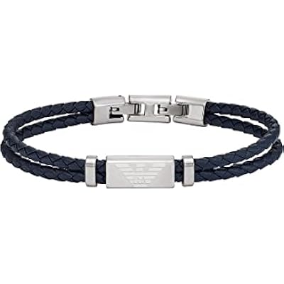 Emporio Armani Mens bracelet in leather or stainless steel with lobster clasp, slide clasp or press stud closure