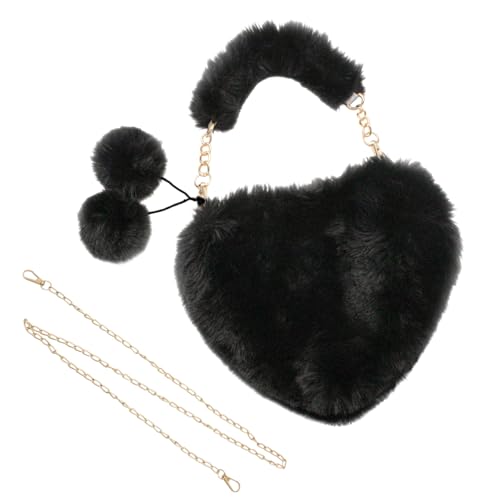 Heart Purse for Women, Plush Bag Novelty Purse Cute Handbags, Cute Purses Crossbody Shoulder Purse with Chain Strap
