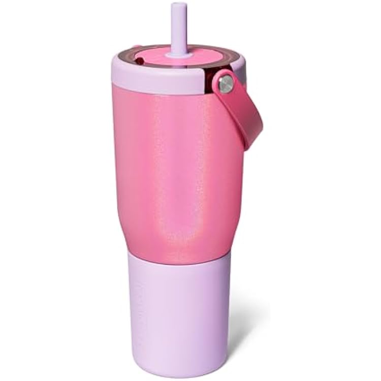 BruMate Resa 35oz 100% Leakproof Travel Tumbler wHandle & Straw | Flexible SoftSip Straw | Silicone Sleeve for Durability | Stainless Steel | Cup Holder & Travel Friendly Water Bottle Cotton Candy