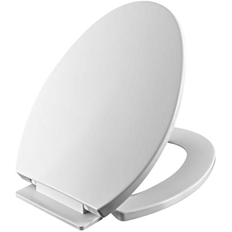 Heavy Duty Slow Close Elongated Toilet Seat Cover with Hassle-Free Installation Kit, Easy Clean Hinges, Quiet Close Seat for American Standard, Kohler, Toto Toilet, White