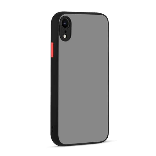 GGM ACCESSORY Camera Protected Transparent Case with Color Keys Made of Silicone Tpu Material with Matte Transparent Structure on the Back Compatible with iPhone Xr Black
