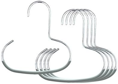 Mawa Scarf, Shawl, Belt, and Accessory Organizer, Non-Toxic Metal Hanger with Grip Coating, Easy Access Open Hook, Model G-1 Space Saving Design, Set of 5, Silver