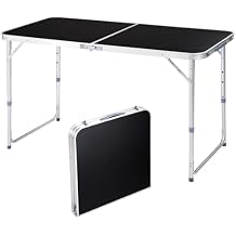 Foldable Table Height Adjustable Heavy Duty Portable Utility Table for Indoor Outdoor Party, Dining, Events, Picnic, Camping (Black, 4ft)