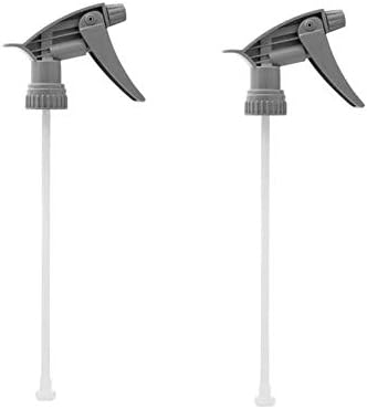 Comfort Axis Trigger Spray Chemical Resistant Sprayer Replacement for 32 oz Bottles, Gray, 9-1/2" Dip Tube, 28-400 Neck Size - 2 Pack