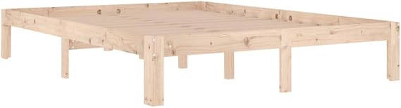 vidaXL Bed Frame | Natural | Solid Pine Wood | 140x190 cm | Durable | Bed