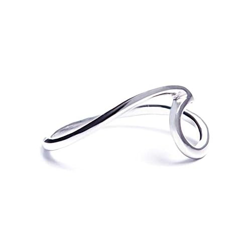 Pura Vida Ocean Wave Ring for Women, Silver Plated, .925 Sterling Silver Band, Beach -Themed Jewelry - Size 8