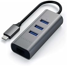 Satechi USB C Hub Adapter, USB C Adapter with 3 USB-A 3.0 Ports and Ethernet Port, for MacBook Air/Pro/Neo, Dell, HP, Surface, Lenovo, iPad, iPhone 17 - Space Gray