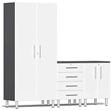 Ulti-Mate UG25030W 3-Piece Garage Cabinet Kit in Starfire White Metallic,grey