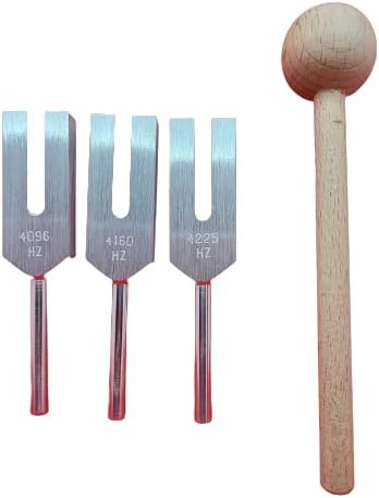 Crabby Angel Tuner Tuning Fork Set Of 3, 4096Hz, 4160Hz, 4225Hz mallet & Velvet Pouch