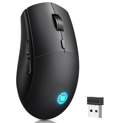 Wireless Gaming Mouse, 2.4GHz & Bluetooth 5.3 Dual Mode, 60Hrs Battery, Ergonomic Lightweight Design, 6 Adjustable DPI 800-6400, 7 RGB Lights, Rechargeable Mice Compatible with PCMacLaptop