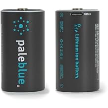Paleblue 2-Pack USB Rechargeable D Lithium Batteries, Recharge over 1000 Times, 7400 mAh