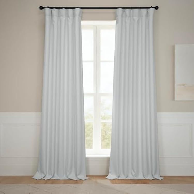 HPD Half Price Drapes - Faux Linen Curtains for Living Room 1 Panel - 50W X 96L - Textured Room Darkening Curtains for Bedroom 96 Inches Long - Drapes for Home Decor, Oyster