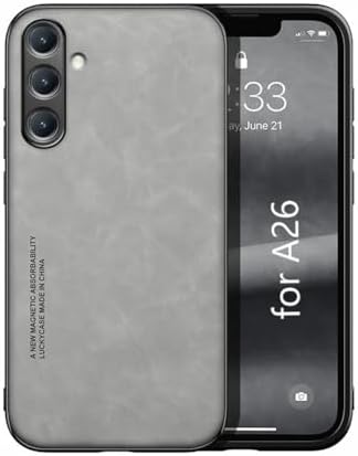 Kepuch Silklike Case Compatible for Samsung Galaxy A26 - Magnetic Holder Built-in Metal Plate Cover Bumper - Gray