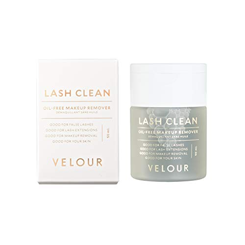 Velour Lash Clean - Oil Free Liquid Makeup Remover for Eyes, False Lashes, Face - Gentle Lash Cleanser & Eye Makeup Remover - Vegan Lash Extension Cleanser - No Parabens or Fragrance 50 ml