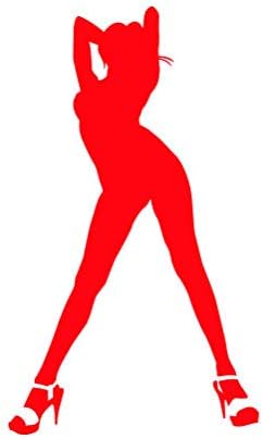 Sexy Stripper Girl Sticker - Decal - Die Cut - #10 - Red 1.50" x 2.59"