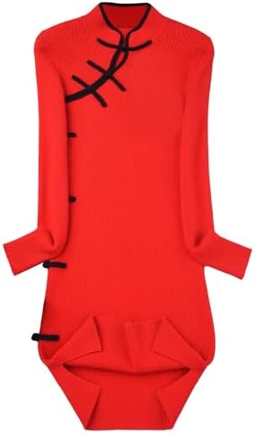 ZHILI Women's Chinese Style Cashmere Sweater Dress