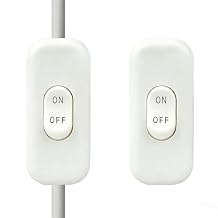 Inline Cord Switch, XGJUCE Lamp Control Appliance Switch Rocker, AC 250V 6A On Off Button Switch, Control Cord Cable Switch, for Appliance Bedroom Table Lamp Desk LED Lights Parts (2 Pcs, White)