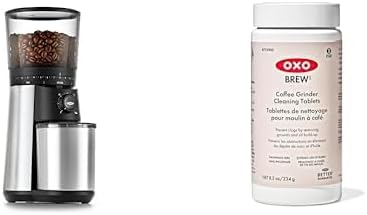 OXO Brew Conical Burr Coffee Grinder - Silver + Grinder Cleaning Tablets Bundle