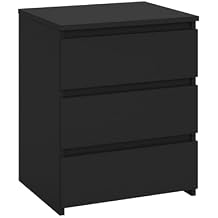 Modern Nightstand Bedside Table with 3 Drawers, End Table Sofa Side Table with Cut-Out Handle for Bedroom (1, Black)