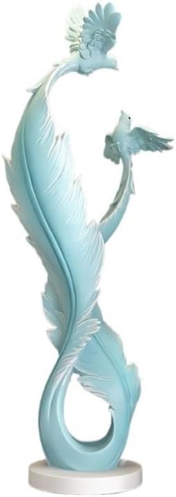 Desktop Ornaments Decor Light Luxury Feather Shape Crafts Living Room Porch TV Cabinet Office Sculpture Desktop Decoration Ornaments(Blue)