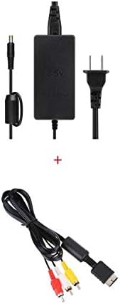 Power Supply with AV Cable for PS2 Slim 70000, AC Power Adapter Charger US Plug Charger with Composite Audio Video AV Cable for PS2 Slim 70000 Console