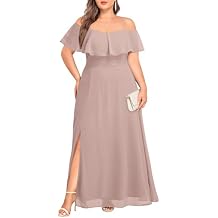 Pinup Fashion Women Plus Size Bridesmaid Dresses - Off The Shoulder Formal Wedding Guest Bridal Shower Long Dress