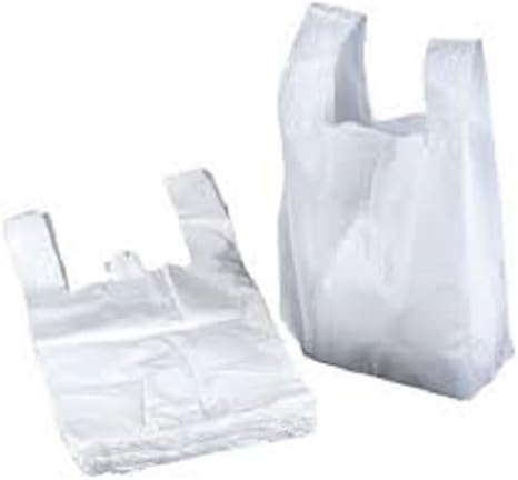 1000 x Small White Plastic Polythene Vest Style Reusable Shopping Carrier Bags - Medium Duty 12mu Size 10 x 15 x 18 Shopping Gift Boutique Supermarket Cash N Carry Market Stall.