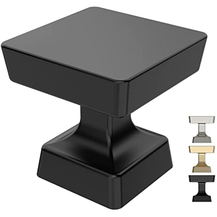 10 Pack 1.2 Inch Matte Black Cabinet Knobs Kitchen Cabinet Knobs Square Cabinet Knobs Zinc Cabinet Hardware Drawer Knobs Dresser Knobs Kitchen Knobs for Cabinets