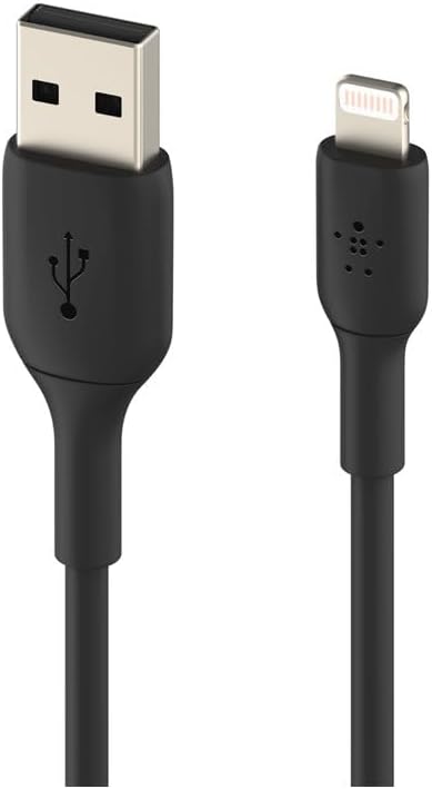 Belkin Lightning Kablosu, iPhone 15, 14, 13, 12, SE, 11, XS, XR, X,8, iPad, Airpods Pro uyumlu Boost Charge Lightning, USB Kablosu, Şarj Kablosu, 2m, Siyah, CAA001bt2MBK