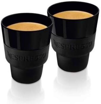 Nespresso 2 Touch Lungo Cups (170 ml) In Black Porcelain & Soft-Touch Silicone , In Brand Box , By Berlin Design studio Geckeler Michels,New