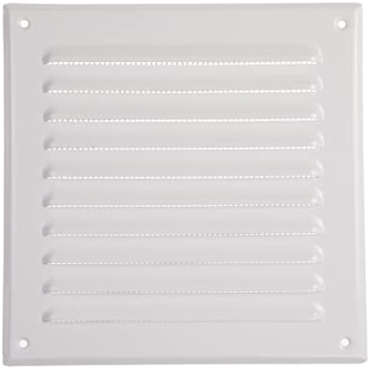 Vent Systems 6 x 6 Inch Inner White Vent Cover - Square Metal HVAC Return Air Grille with Mesh Screen - Register Wall Vent Duct Grill - Outdoor, Indoor, Crawlspace - Exhaust Ventilation Grill