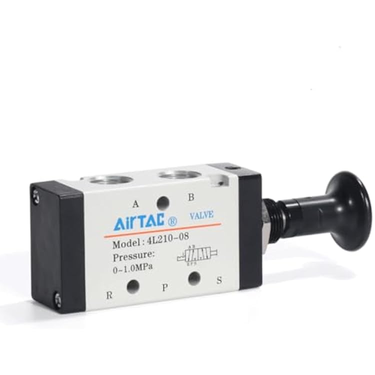 Push-Pull Valve AirTAC 4L210-08 14 NPT 52 Way Hand Lever 2 Position 5 Way Pneumatic Air Manual Control Direct Acting Type 0-145 PSI