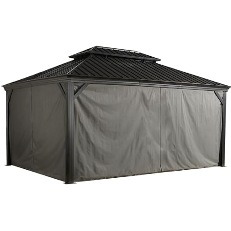 Sojag Grey Curtains for MonacoMessinaMykonos Gazebos, 12 ft. x 16 ft., Spun Polyester, Outdoor Shades